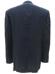 Linen Logo Embroidered Tailored Jacket - Navy