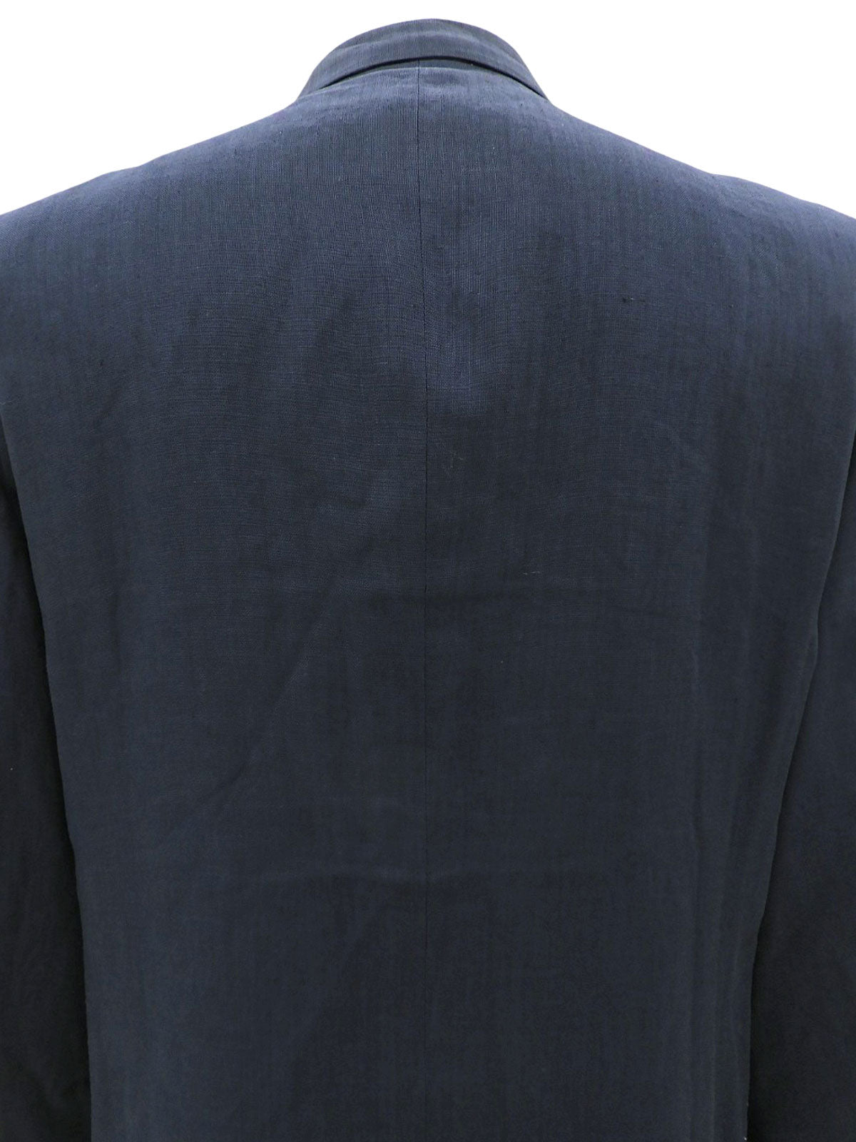 Linen Logo Embroidered Tailored Jacket - Navy