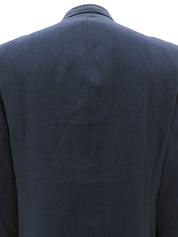 Linen Logo Embroidered Tailored Jacket - Navy