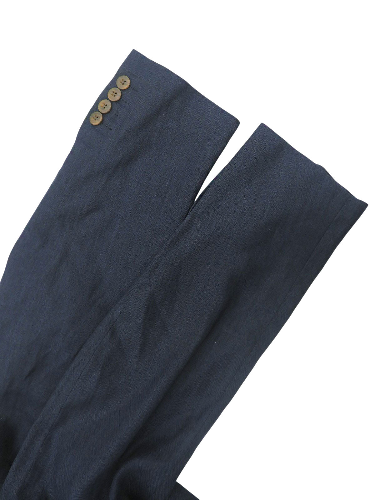 Linen Logo Embroidered Tailored Jacket - Navy