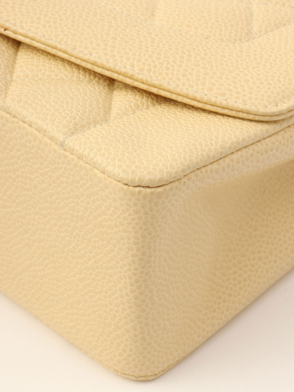 1992年頃製 キャビアスキンダイアナフラップチェーンバッグ25cm ベージュ