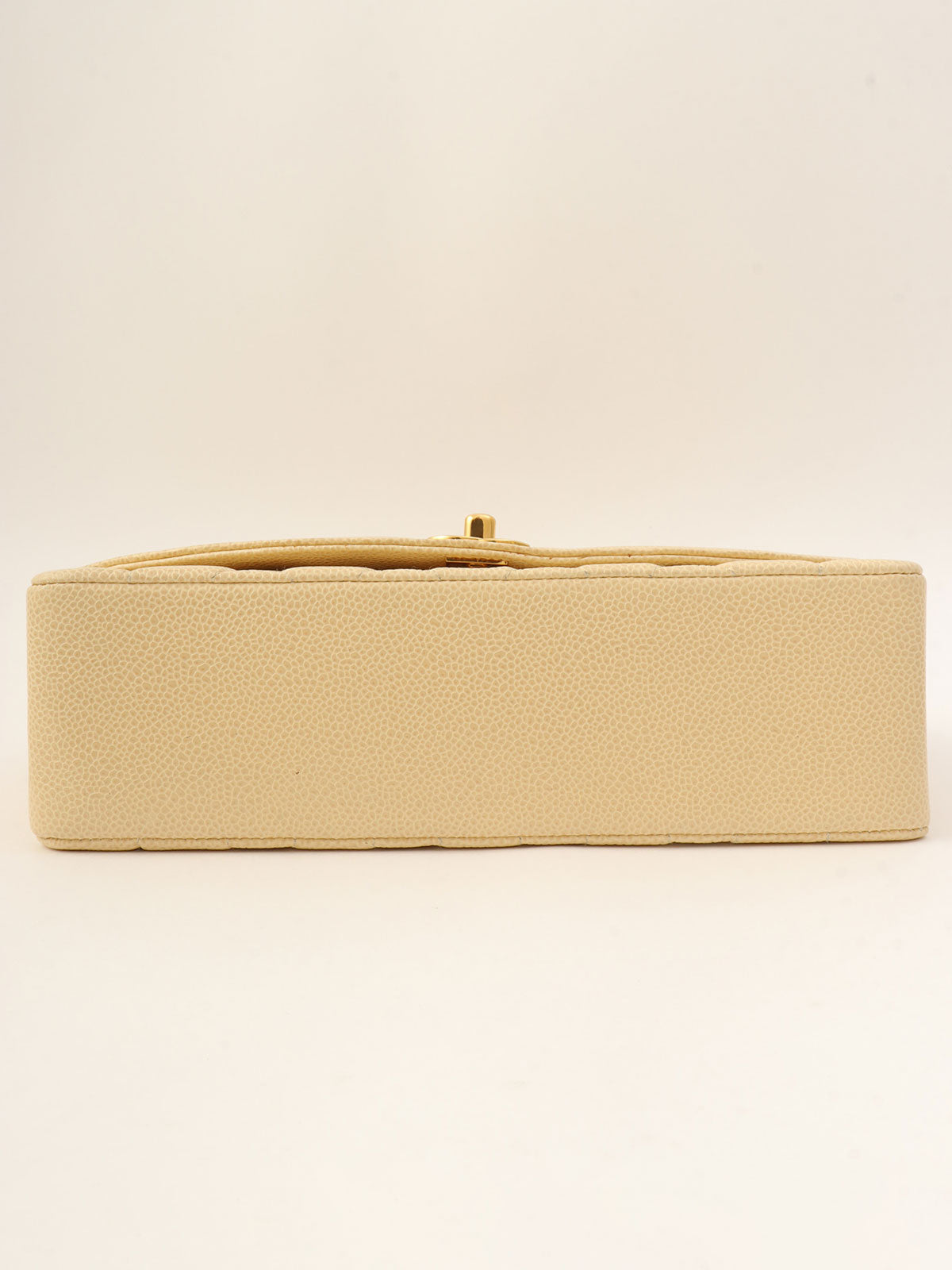 1992年頃製 キャビアスキンダイアナフラップチェーンバッグ25cm ベージュ