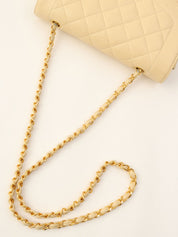 1992年頃製 キャビアスキンダイアナフラップチェーンバッグ25cm ベージュ