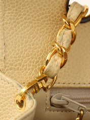 1992年頃製 キャビアスキンダイアナフラップチェーンバッグ25cm ベージュ