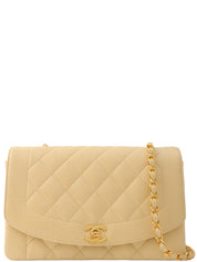 1992年頃製 キャビアスキンダイアナフラップチェーンバッグ25cm ベージュ