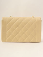 1992年頃製 キャビアスキンダイアナフラップチェーンバッグ25cm ベージュ