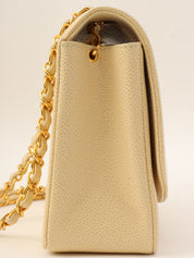 1992年頃製 キャビアスキンダイアナフラップチェーンバッグ25cm ベージュ