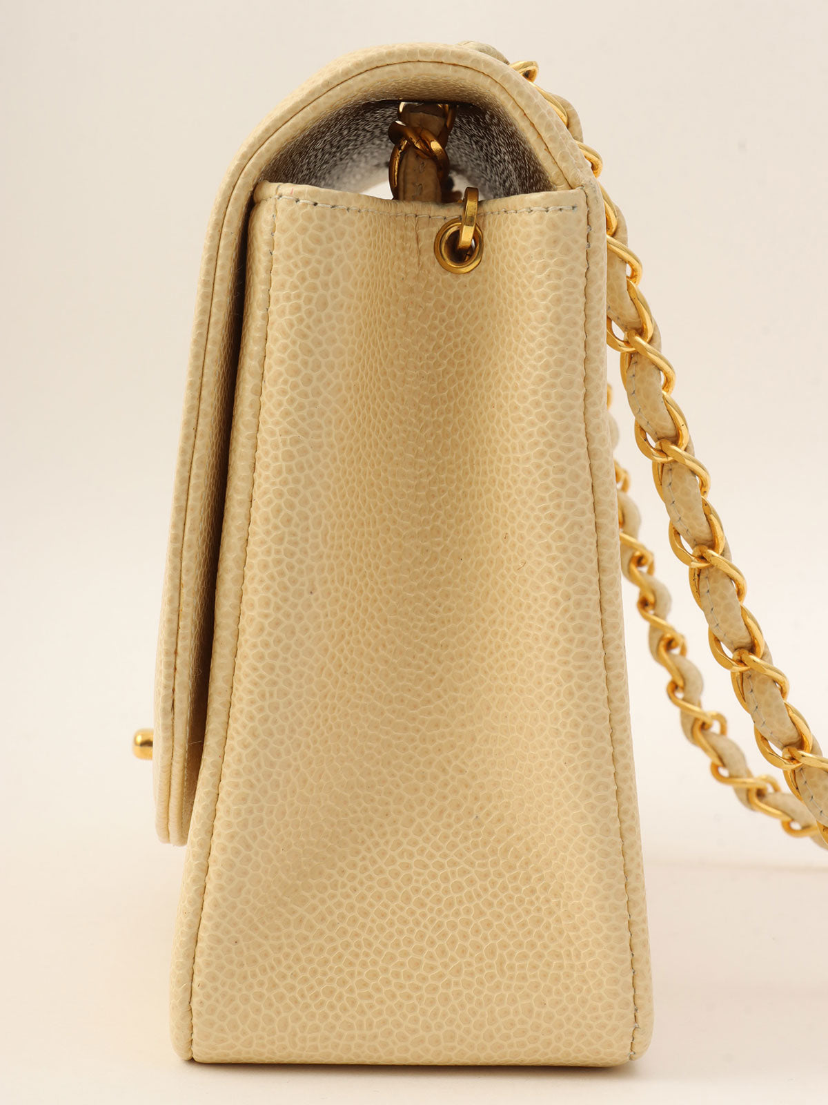 Caviar Skin Diana Flap Chain Bag 25cm, Beige, circa 1992