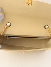 1992年頃製 キャビアスキンダイアナフラップチェーンバッグ25cm ベージュ