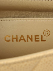 1992年頃製 キャビアスキンダイアナフラップチェーンバッグ25cm ベージュ