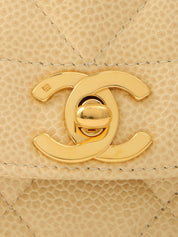 1992年頃製 キャビアスキンダイアナフラップチェーンバッグ25cm ベージュ