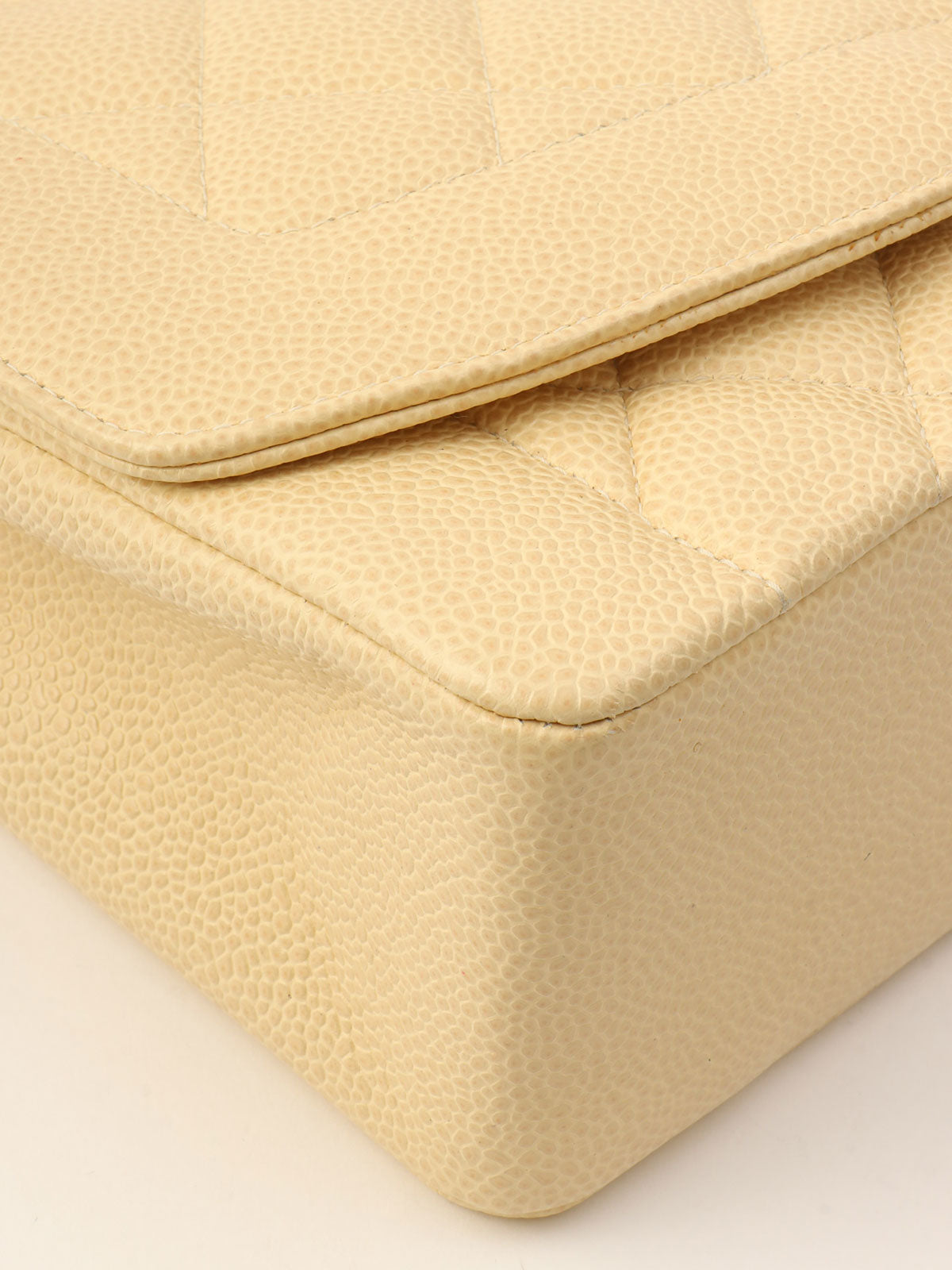 1992年頃製 キャビアスキンダイアナフラップチェーンバッグ25cm ベージュ