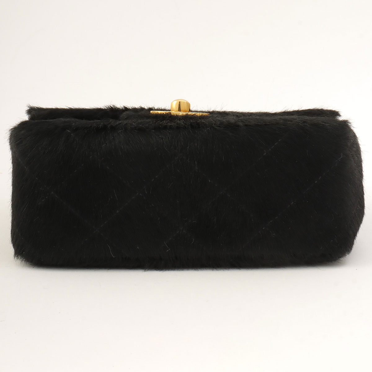 Circa 1992 Chanel CC Turnlock Mini Handbag in Black Calf Hair