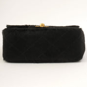 Circa 1992 Chanel CC Turnlock Mini Handbag in Black Calf Hair