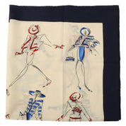 Mademoiselle Pattern Scarf White/Navy