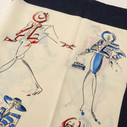Mademoiselle Pattern Scarf White/Navy