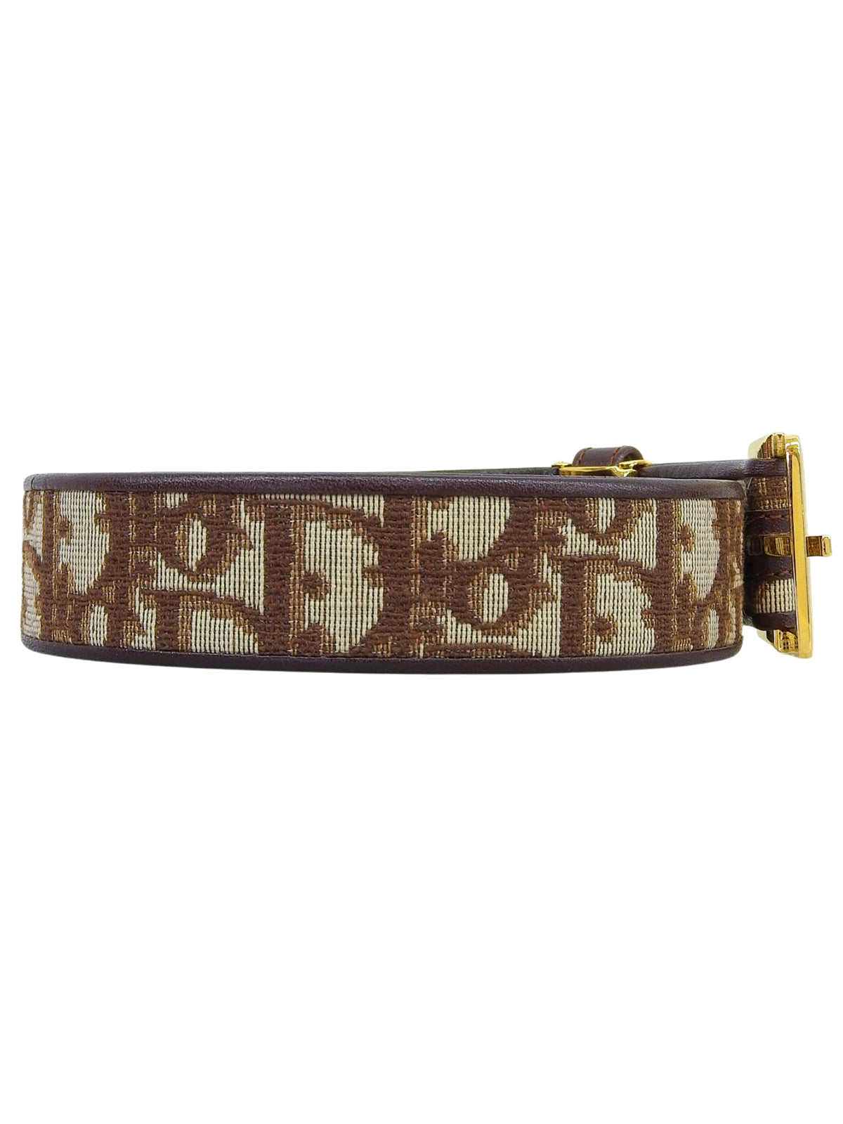 Canvas Leather Combo Trotter Pattern Belt Brown