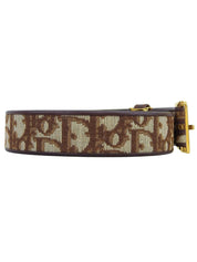 Canvas Leather Combo Trotter Pattern Belt Brown