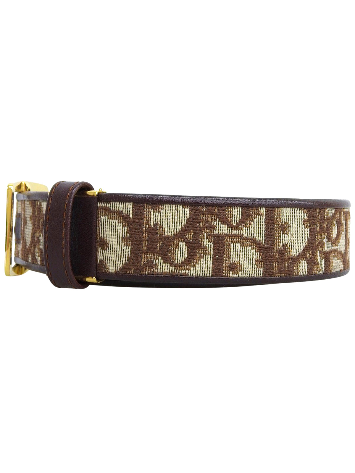 Canvas Leather Combo Trotter Pattern Belt Brown