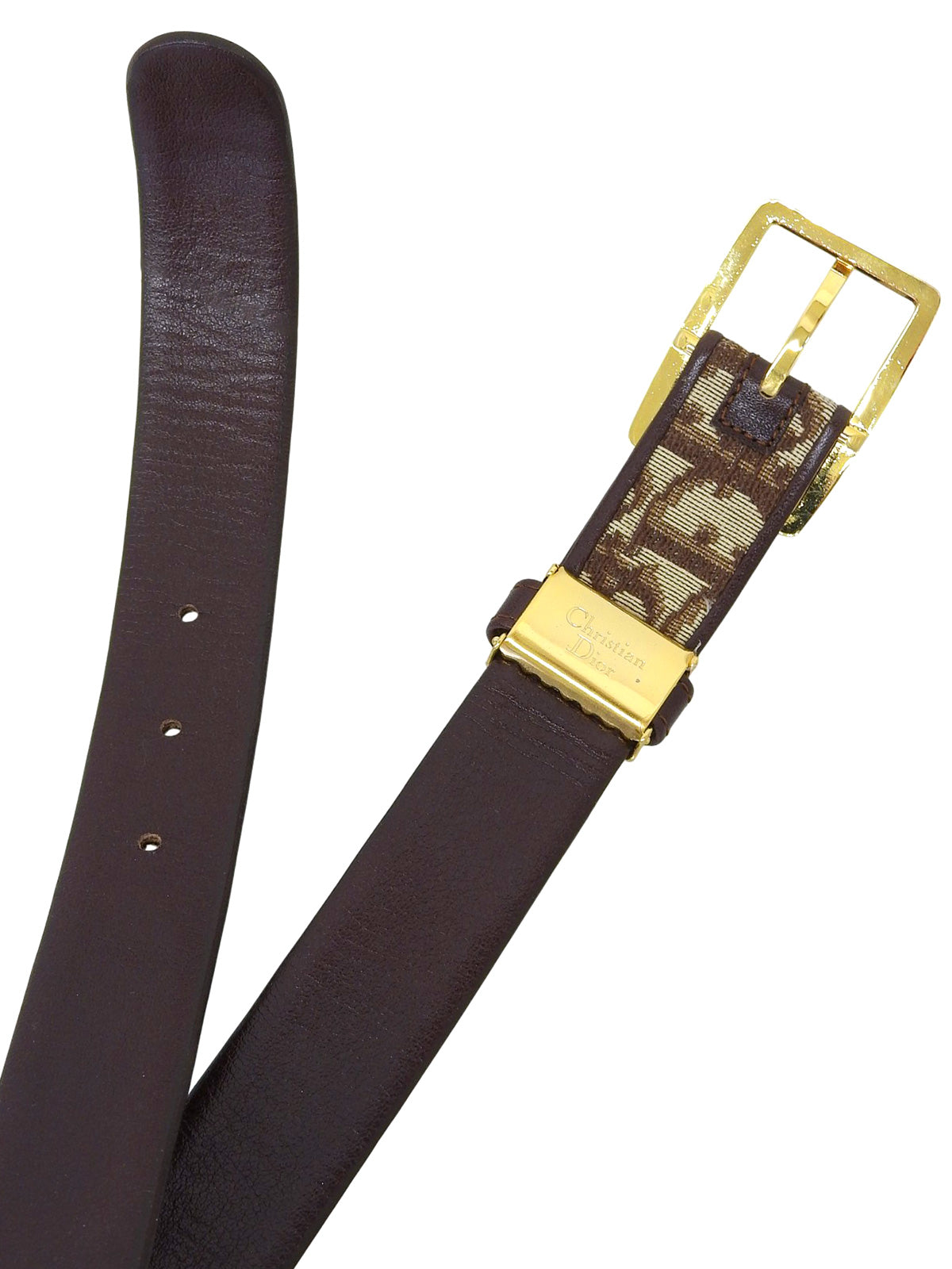 Canvas Leather Combo Trotter Pattern Belt Brown