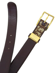 Canvas Leather Combo Trotter Pattern Belt Brown
