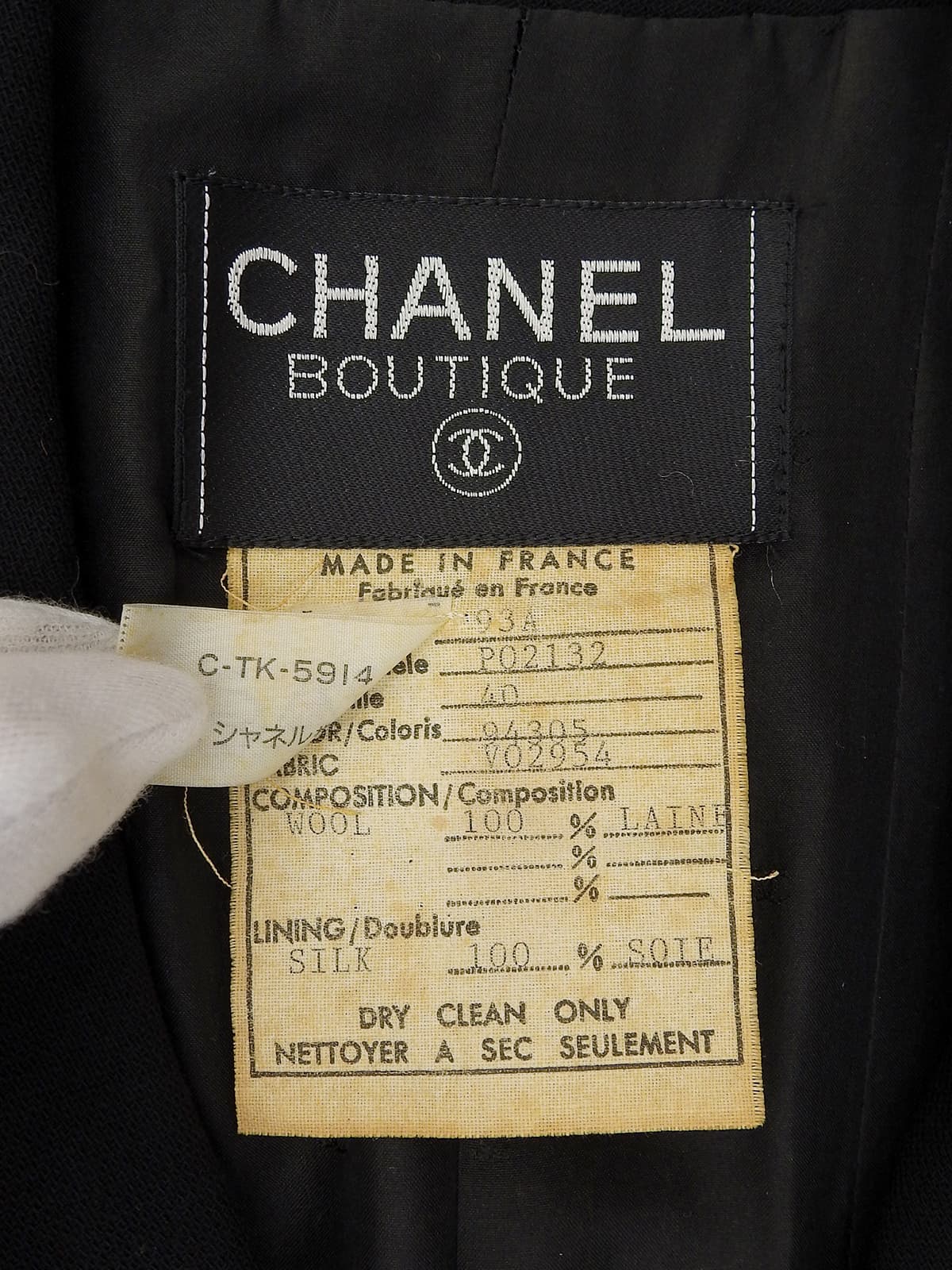 1993 Vintage Wool CC Mark Button Double-Breasted Jacket #40 Black