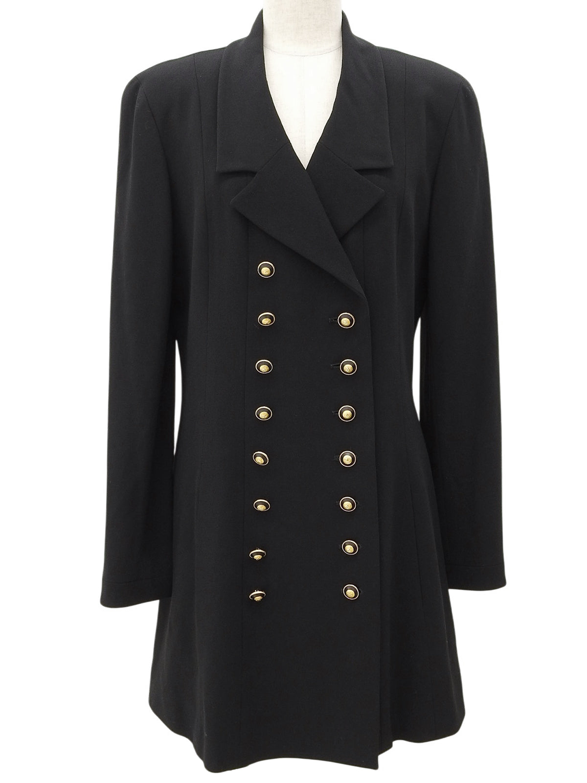 1993 Vintage Wool CC Mark Button Double-Breasted Jacket #40 Black