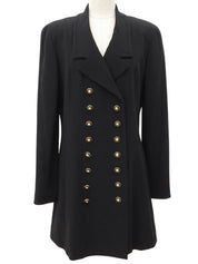 1993 Vintage Wool CC Mark Button Double-Breasted Jacket #40 Black