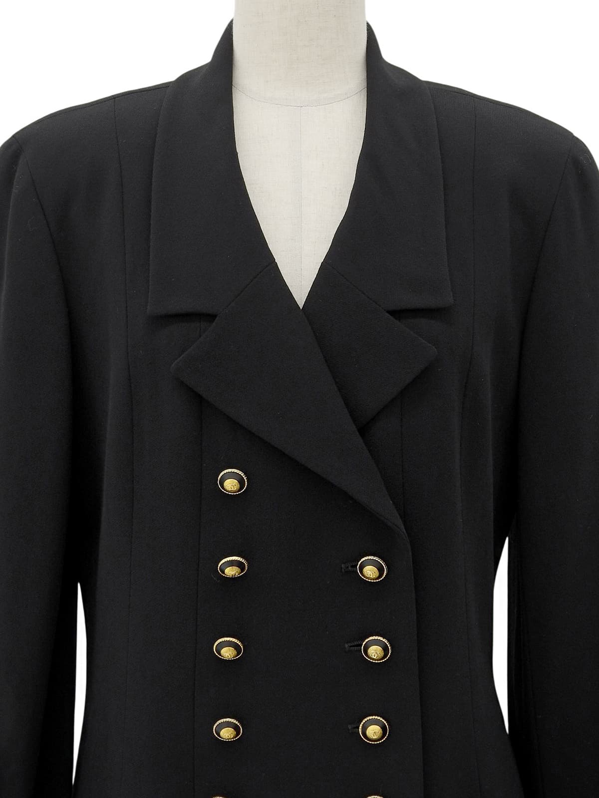 1993 Vintage Wool CC Mark Button Double-Breasted Jacket #40 Black