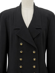 1993 Vintage Wool CC Mark Button Double-Breasted Jacket #40 Black
