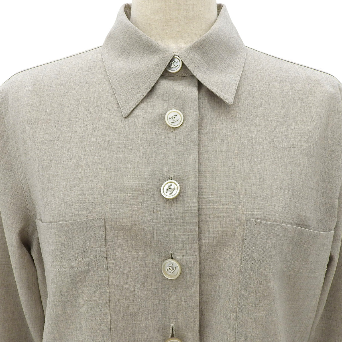 1997 Wool CC Mark Button Shirt #38 Greige