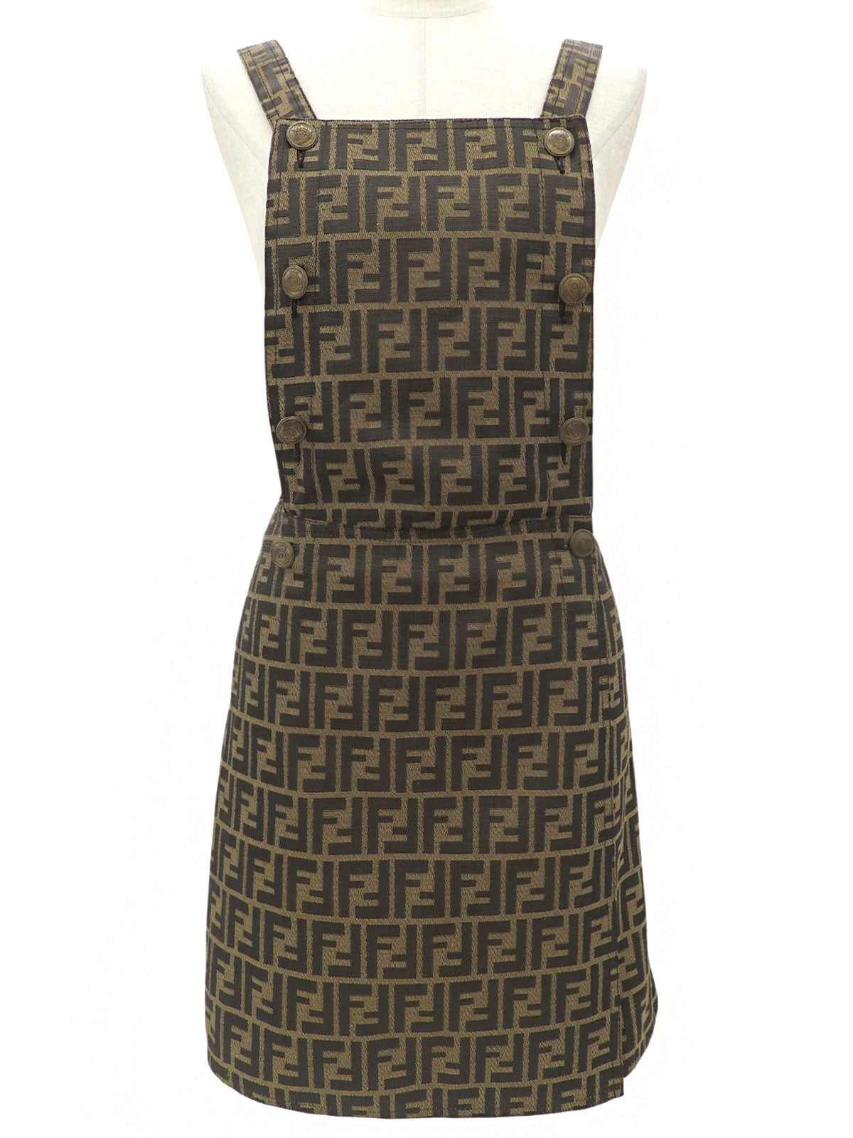 FF Zukka Pattern Dungaree Skirt Brown #40