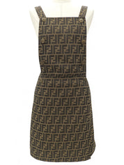 FF Zukka Pattern Dungaree Skirt Brown #40