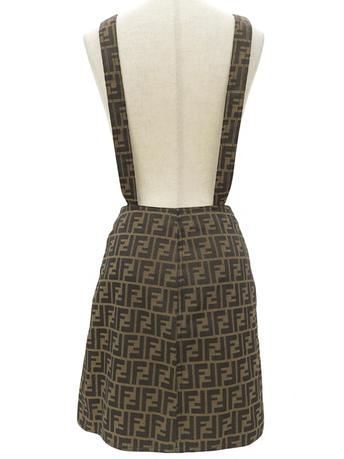 FF Zukka Pattern Dungaree Skirt Brown #40