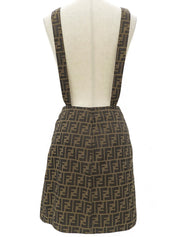 FF Zukka Pattern Dungaree Skirt Brown #40