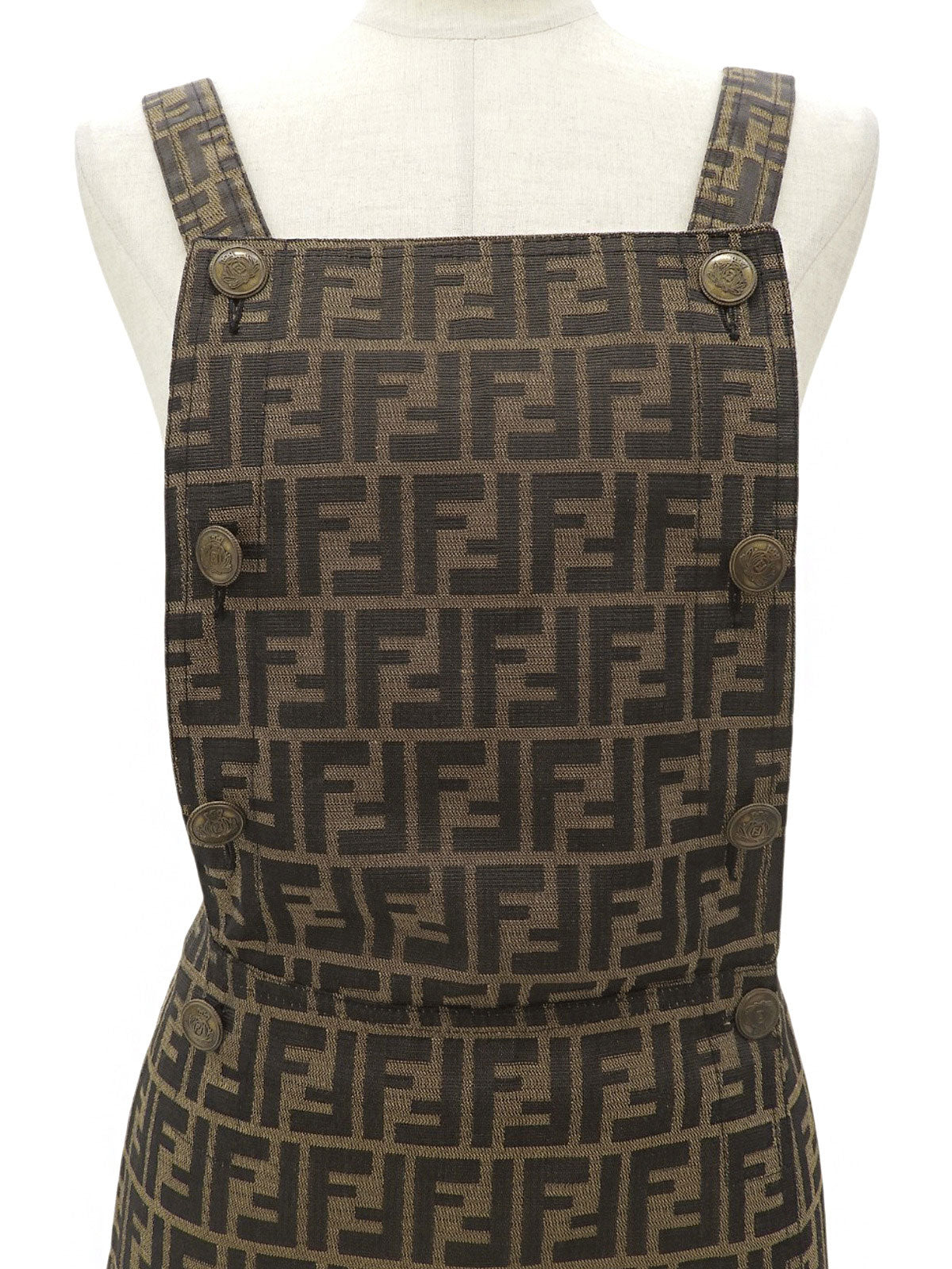 FF Zukka Pattern Dungaree Skirt Brown #40