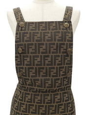 FF Zukka Pattern Dungaree Skirt Brown #40
