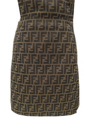 FF Zukka Pattern Dungaree Skirt Brown #40