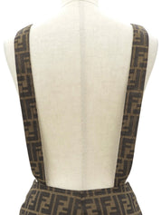 FF Zukka Pattern Dungaree Skirt Brown #40
