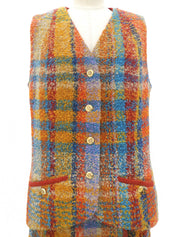 Tweed CC Mark Button 3-Piece Set #42 Orange/Multi-Color