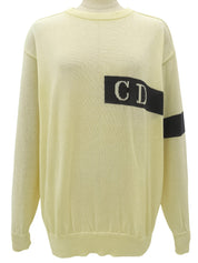 Cotton Logo Sweater #M Cream Yellow