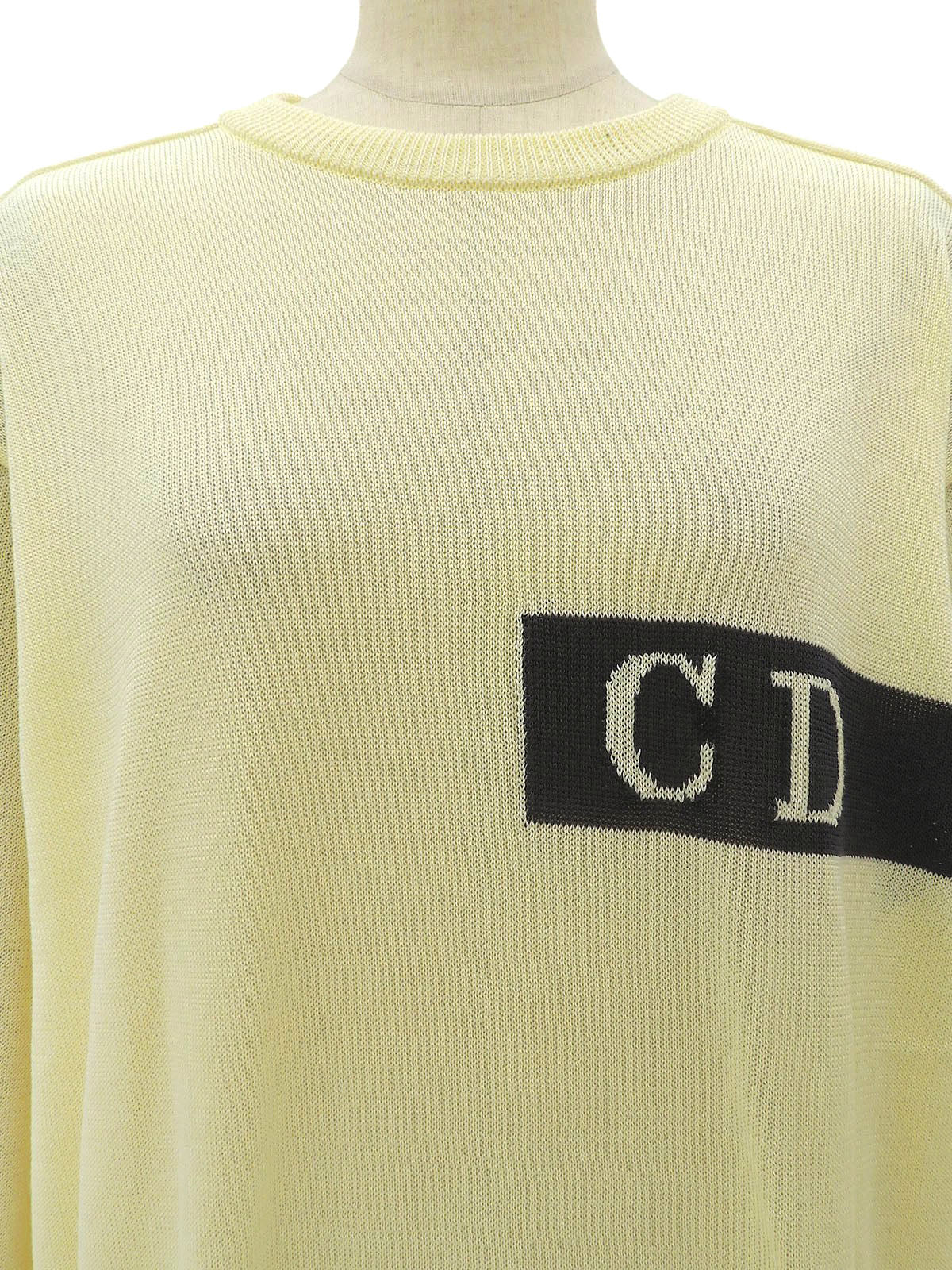 Cotton Logo Sweater #M Cream Yellow