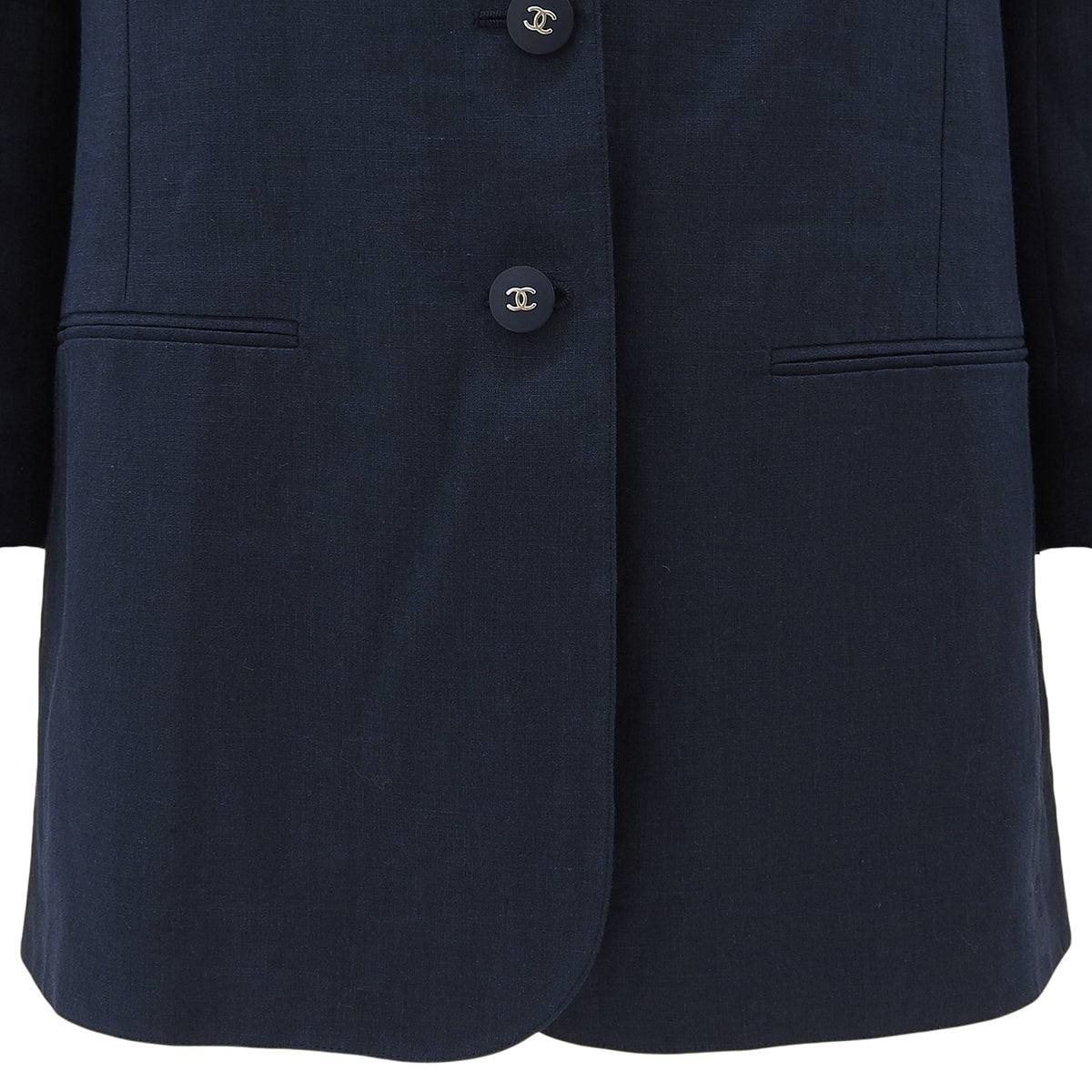 1996 Linen CC Mark Logo Button Jacket #36 Navy