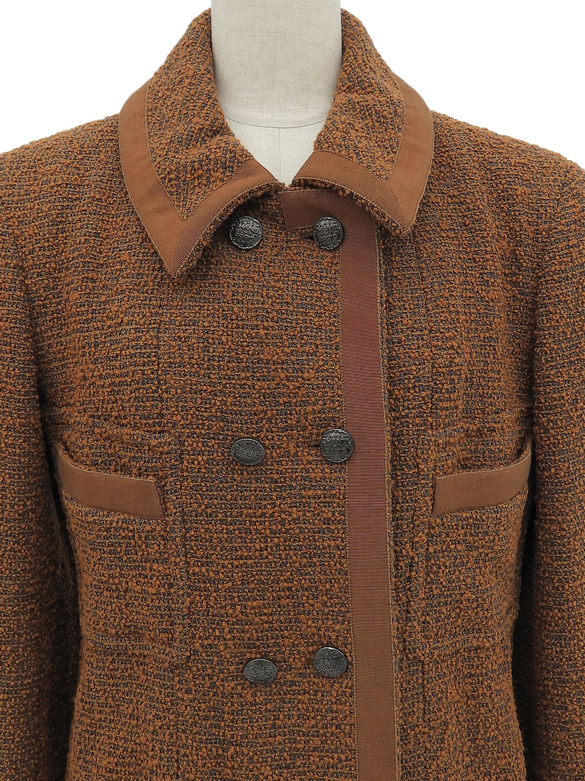 1997 Tweed Logo Button Double-Breasted Jacket #36 Orange