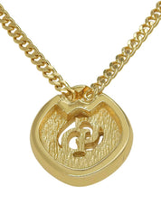 Rhinestone Logo Necklace Gold