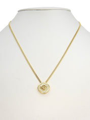 Rhinestone Logo Necklace Gold
