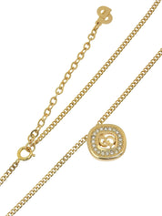Rhinestone Logo Necklace Gold