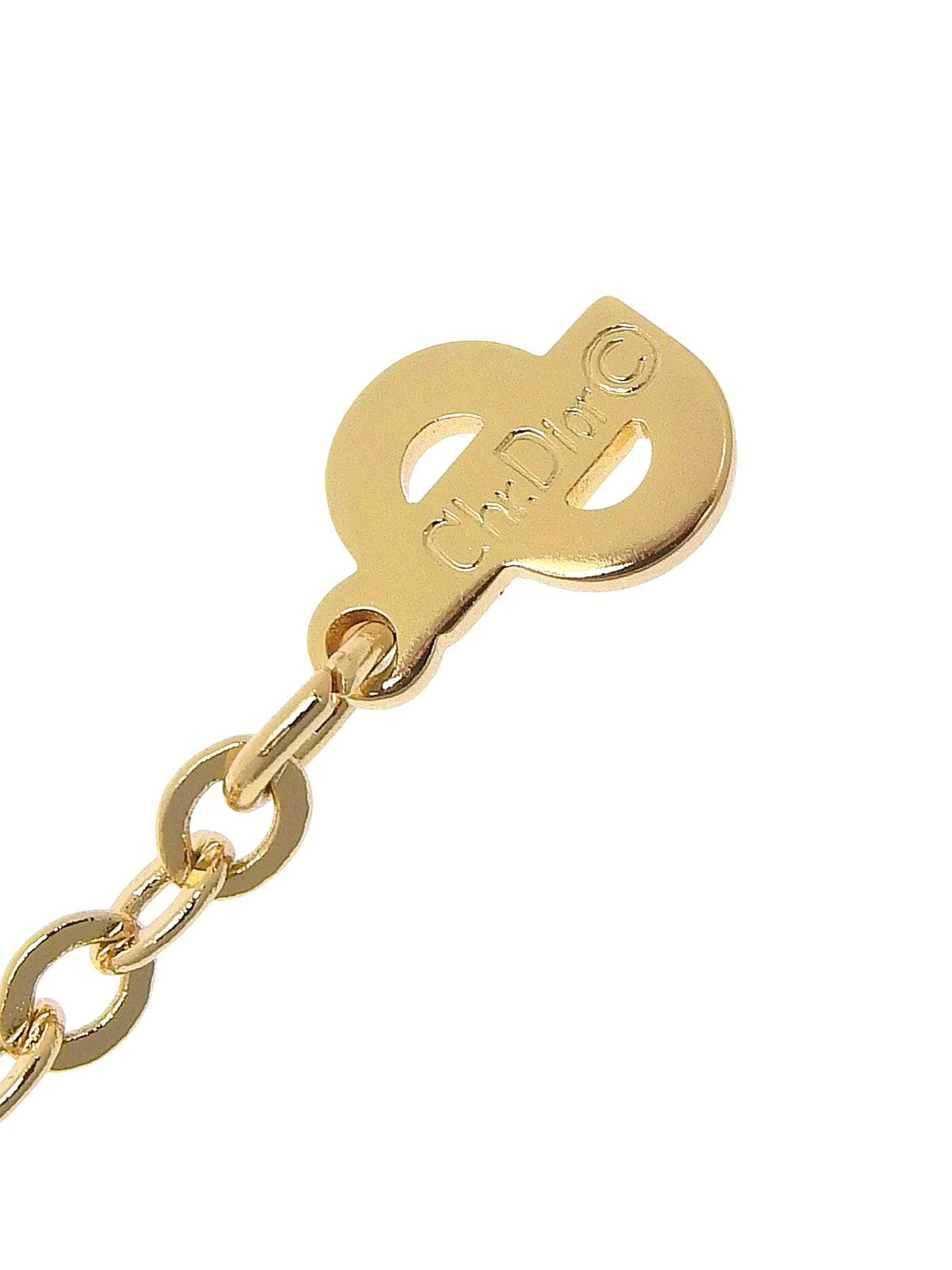 Rhinestone Logo Necklace Gold