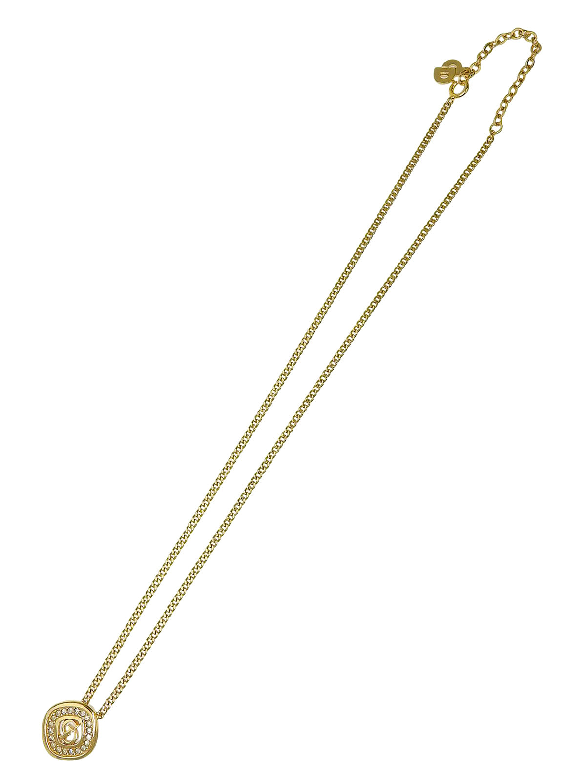 Rhinestone Logo Necklace Gold