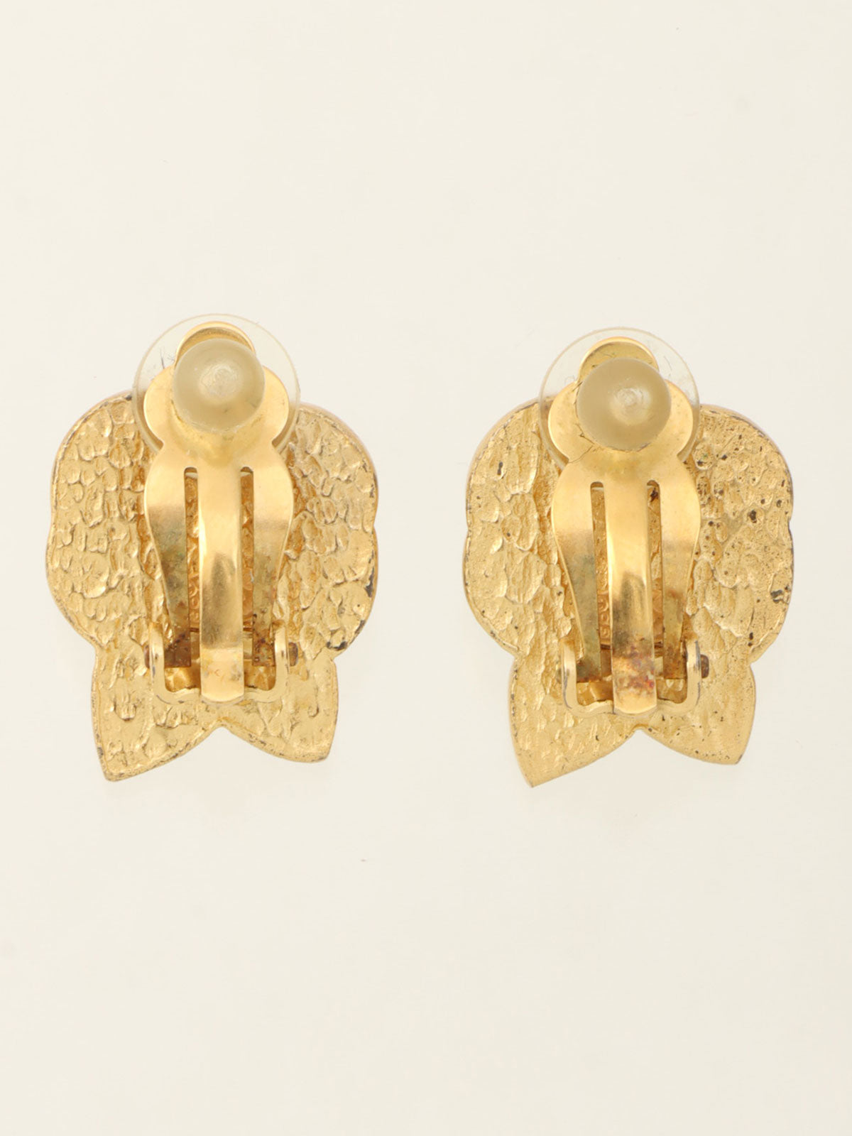 2002 Pearl Camellia Motif CC Mark Earrings Gold/Black